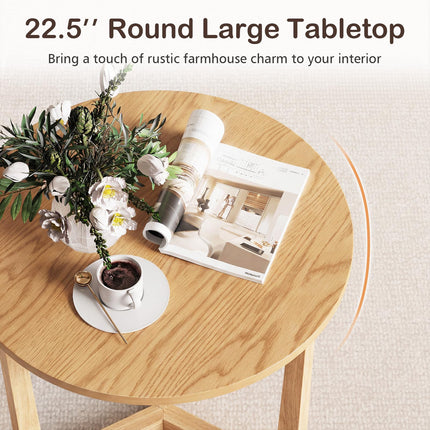 Dreamade Round Side Table Set of 1/2 Compact Accent Bedside Night Stand for Living Room Bedroom
