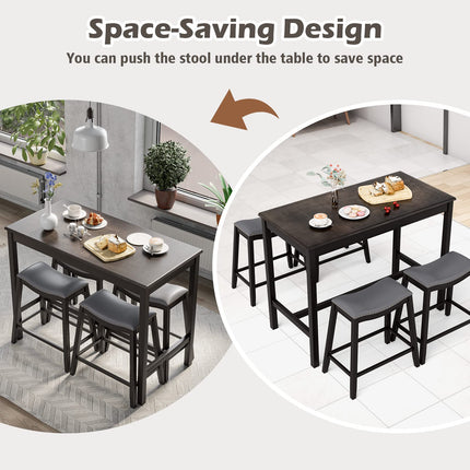 Dreamade Dining Table Set for 4, Kitchen Counter Height Table w/ 4 Stools (Black)