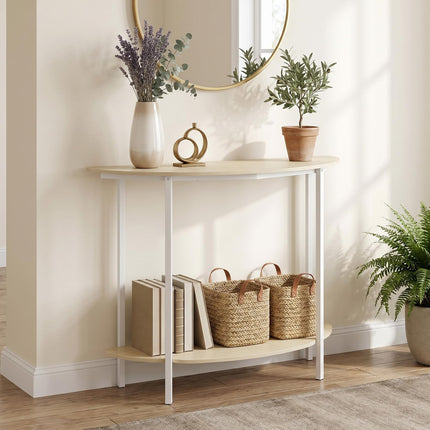 Dreamade Half Moon Console Table | 40" Narrow Entryway Table with Storage Shelf