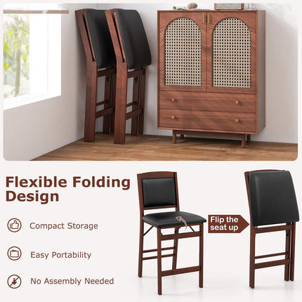 Dreamade Folding Counter Height Bar Stools Set of 2/4, 24.5" Farmhouse Barstools w/Padded Back & Seat