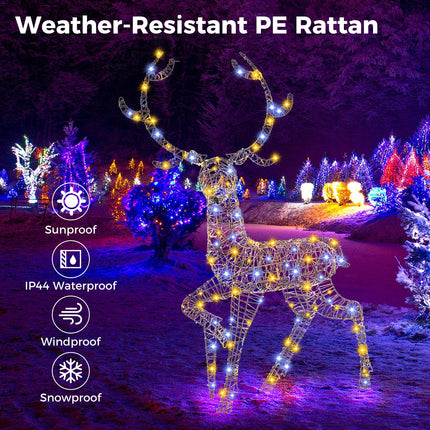 Dreamade 4.6 FT Pre-Lit Christmas Reindeer, 3D Buck Decoration with 300 Bright LED Lights