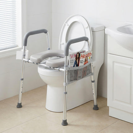 Dreamade Raised Toilet Seat with Handles | Toilet Seat Riser for Seniors w/Padded Arms