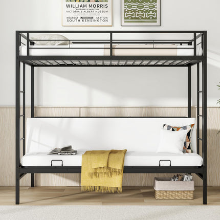 Dreamade Twin Over Futon Bunk Bed, Metal Bunk Bed with Futon