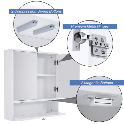 Dreamade Bathroom Cabinet Wall Mounted Mirrored Storage Organizer
