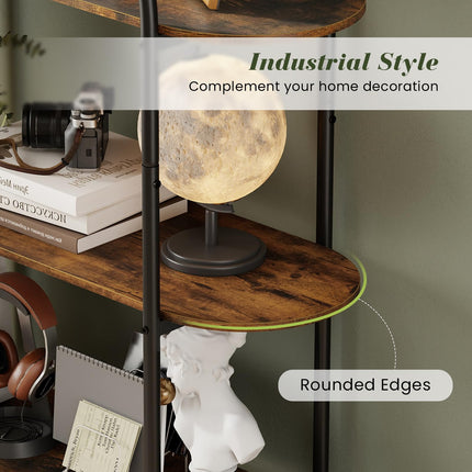 Dreamade Arched Bookshelf 4-Tier Industrial Open Bookcase with Sturdy Metal Frame