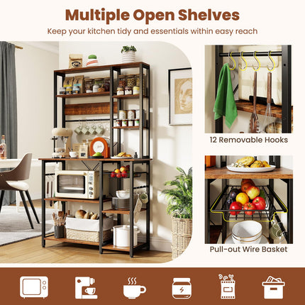 Dreamade 6-Tier Large Bakers Rack with Power Outlet