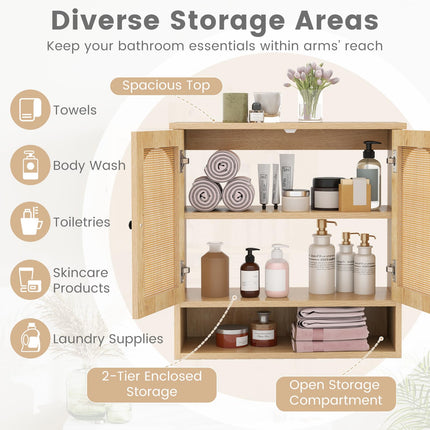 Dreamade Rattan Bathroom Medicine Cabinet