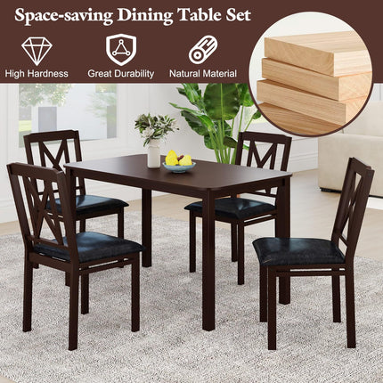 Dreamade 5-Piece Dining Table Set for 4, 47" Rectangular Kitchen Table & 4 Chairs