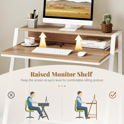 Dreamade 2 Tier Computer Desk PC Laptop Table Study Writing Home Office Workstation