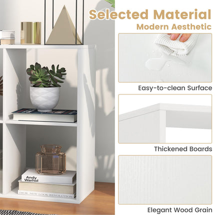 Dreamade 6-Cube Bookcase, White Cubby Bookshelf w/Back Guardrail & Anti-Tipping Kits