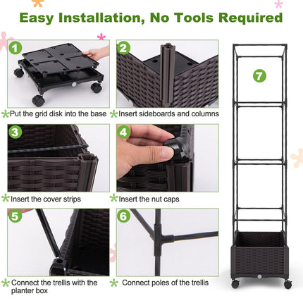 Dreamade Raised Garden Bed with Tomato Cages, 67” Adjustable Height