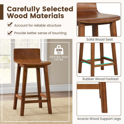 Dreamade 2 or 4 Bar Stools Set with Low Back & Footrest