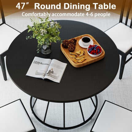 Dreamade 47" Round Farmhouse Kitchen Table for 4