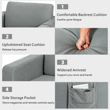 Dreamade Modern Accent Chair w/Comfy Thick Cushion, Magazine Pockets