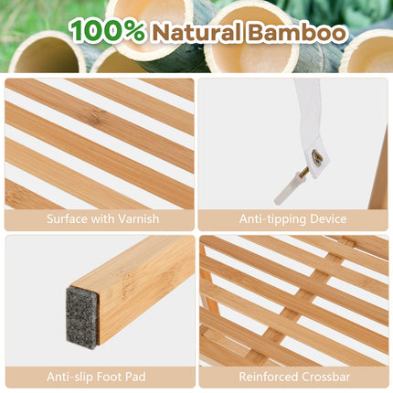 Dreamade 4-Tier Bamboo Bookshelf, Multifunctional Storage Display Rack Shelves with Anti-Tipping Device