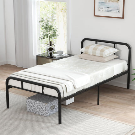 Dreamade Twin Size Bed Frame, Modern Metal Platform Bed with Headboard and Footboard, Heavy Duty Steel Slat Support Mattress Foundation