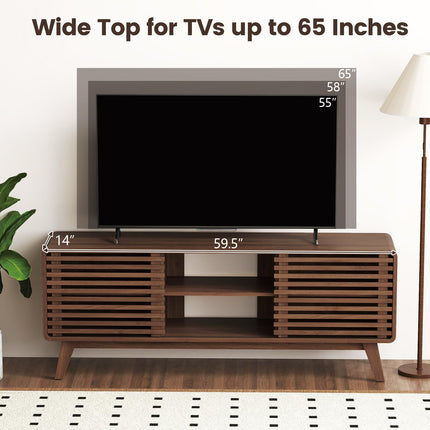 Dreamade TV Stand for 60/65 Inch TV | Mid-Century Modern Entertainment Center with Storage Cabinet