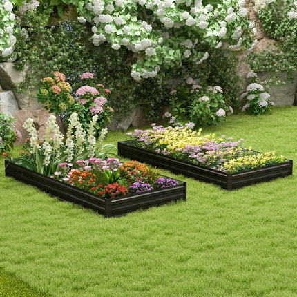 Dreamade 8x4x1ft Metal Raised Garden Bed, Planter Box with Protective Edges