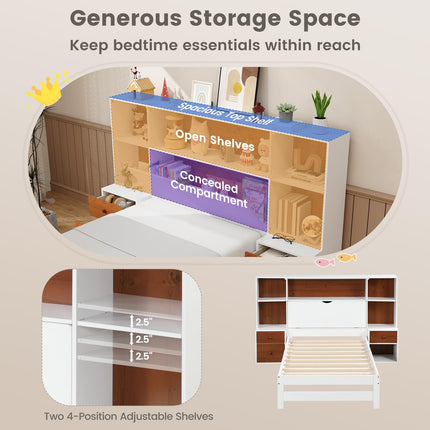 Dreamade Twin Bed Frames with Headboard and Drawer