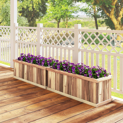 Dreamade Rectangular Acacia Wood Raised Garden Bed w/Drainage Gaps