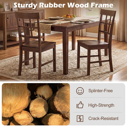 Dreamade Armless Wooden Dining Chairs Set of 2/4 with Solid Rubber Wood Frame