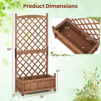 Dreamade 60” Wooden Planter Container with Drainage Holes Trellis
