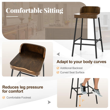 Dreamade 24.5'' Bar Stool, Counter Height Bar Stools with Low Back & Footrest