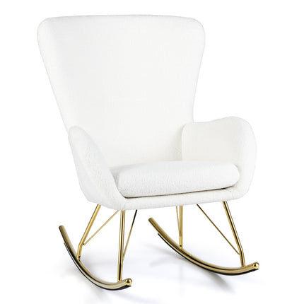 Dreamade Rocking Chair Nursery Upholstered Glider Rocker w/Curved Backrest & Armrests