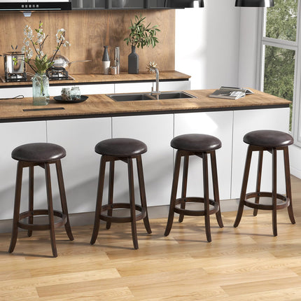 Dreamade Bar Stools Set， 29"/ 24" Bar Height Bar Stools w/ 360° Swivel Round Seat & Footrest
