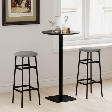 Dreamade 29 Inch Bar Stools Set of 2/4 Upholstered Round Backless Bar Height Chairs with Sturdy Metal Frame and Footrest