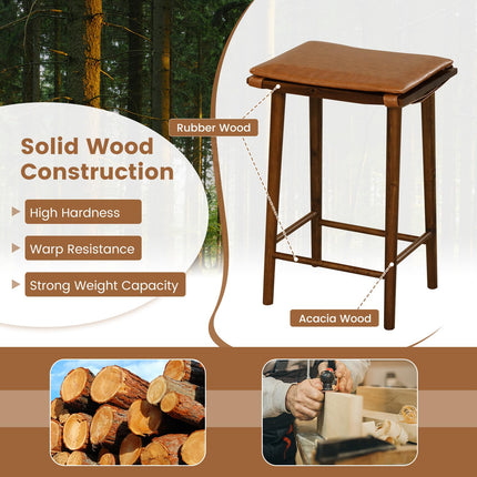 Dreamade Bar Stools Set of 4, Wooden Backless Barstools for Kitchen Island