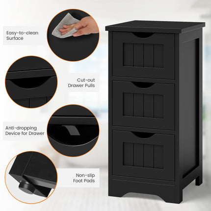 Dreamade Bathroom Floor Cabinet - Small Bathroom Storage Cabinet with 3 Removable Drawers
