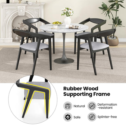 Dreamade Wooden Dining Chairs Set, Linen Fabric Upholstered Kitchen Chairs w/Armrests & Padded Cushion