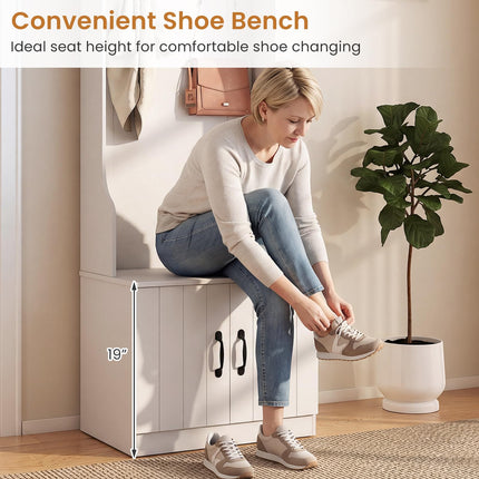 Dreamade 3-in-1 Hall Tree with Bench and Shoe Storage 23.5" Tall Coat Rack
