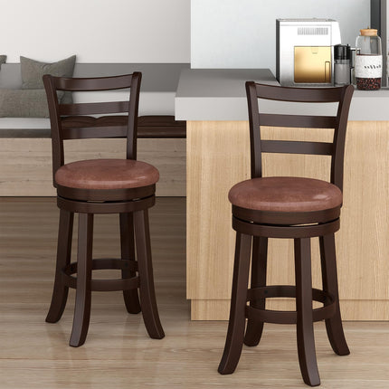 Dreamade 26" Counter Height Swivel Barstools Set of 2/4 with Faux Leather Seat and Wrap-around Footrest