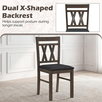 Dreamade Wood Dining Chairs Set of 2/4 Linen Style Upholstered Kitchen Chairs with Dual X-Shaped Back