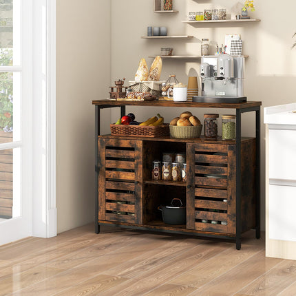 Dreamade Buffet Cabinet, Kitchen Sideboard with 2 Storage Cupboards, Open Shelves, 2 Cubes, Anti-Tipping Kits