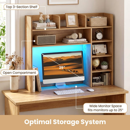 Dreamade 35.5" Desktop Bookshelf with LED Lights