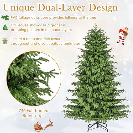 Dreamade Pre-Lit Artificial Christmas Tree with PVC & Soft TPE Branch Tips & Foldable Metal Stand