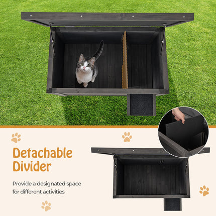 Dreamade Outdoor Cat House - Weatherproof Feral Cat Shelter with All-Round Foam Insulated