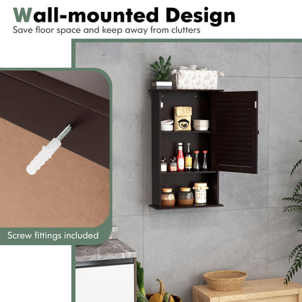 Dreamade Bathroom Wall Mount Cabinet - Over The Toilet Storage Organizer with Single Door and Adjustable Shel