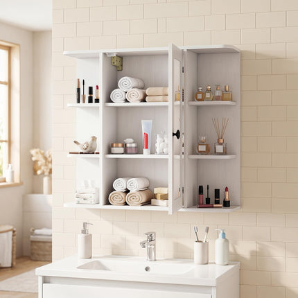 Dreamade Wall Mounted Bathroom Medicine Cabinet with Mirror & Shelves