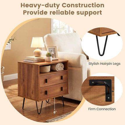 Dreamade Night Stand with 2 Drawers for Bedroom Home Office