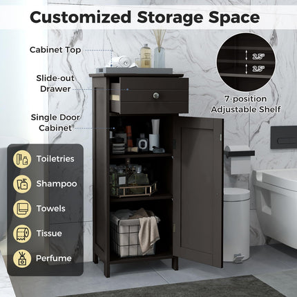 Dreamade 34.5” Bathroom Cabinet Narrow Side Storage Organizer with Drawer