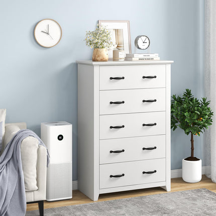 Dreamade 5 Drawer Dresser Chest of Drawers - Vertical Dresser with 5 Pull-Out Drawers for Bedroom, Living Room, Entryway