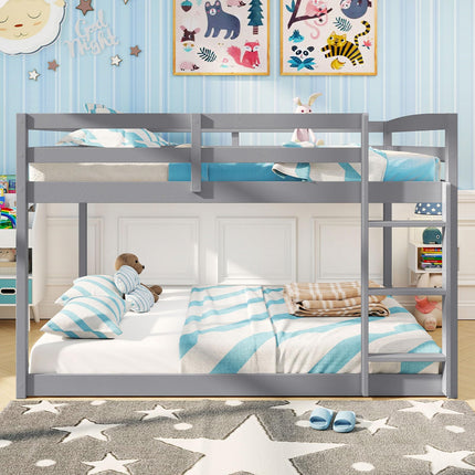 Dreamade Full Over Full Bunk Bed Solid Wood Kids Bunk Bed with Full-Length Guardrails