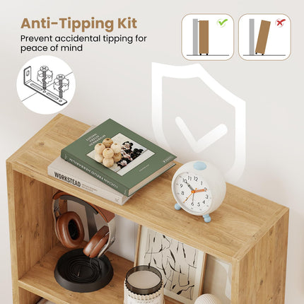 Dreamade 3-Tier Bookcase with Anti-Tipping Kit for Living Room