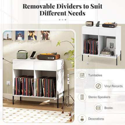 Dreamade Large Record Player Stand with Charging Station