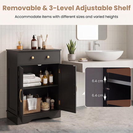 Floor Storage Cabinet with Doors Modern Buffet Sideboard with Drawer and Adjustable Shelf