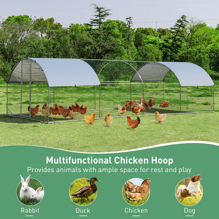 Dreamade Large Metal Chicken Coop, Dome Shaped Poultry Cage Hen Run House Rabbits Habitat for Backyard Farm Outdoor
